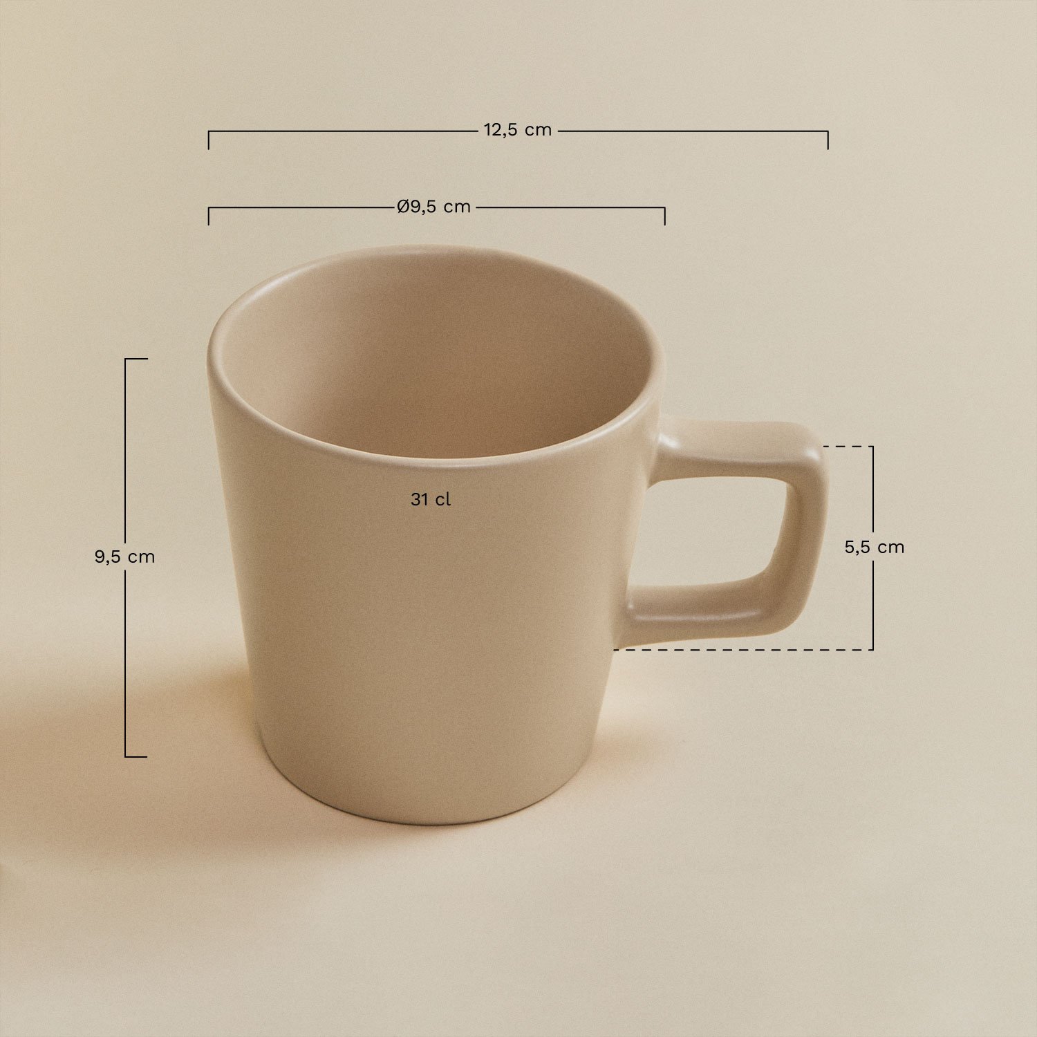 Pack de 2 tazas de café 31cl en gres Sillex , medidas