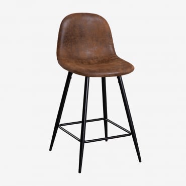 Pack De 4 Taburetes Altos En Polipiel Glamm Café Vintage & ↑65 Cm & Negro - Sklum