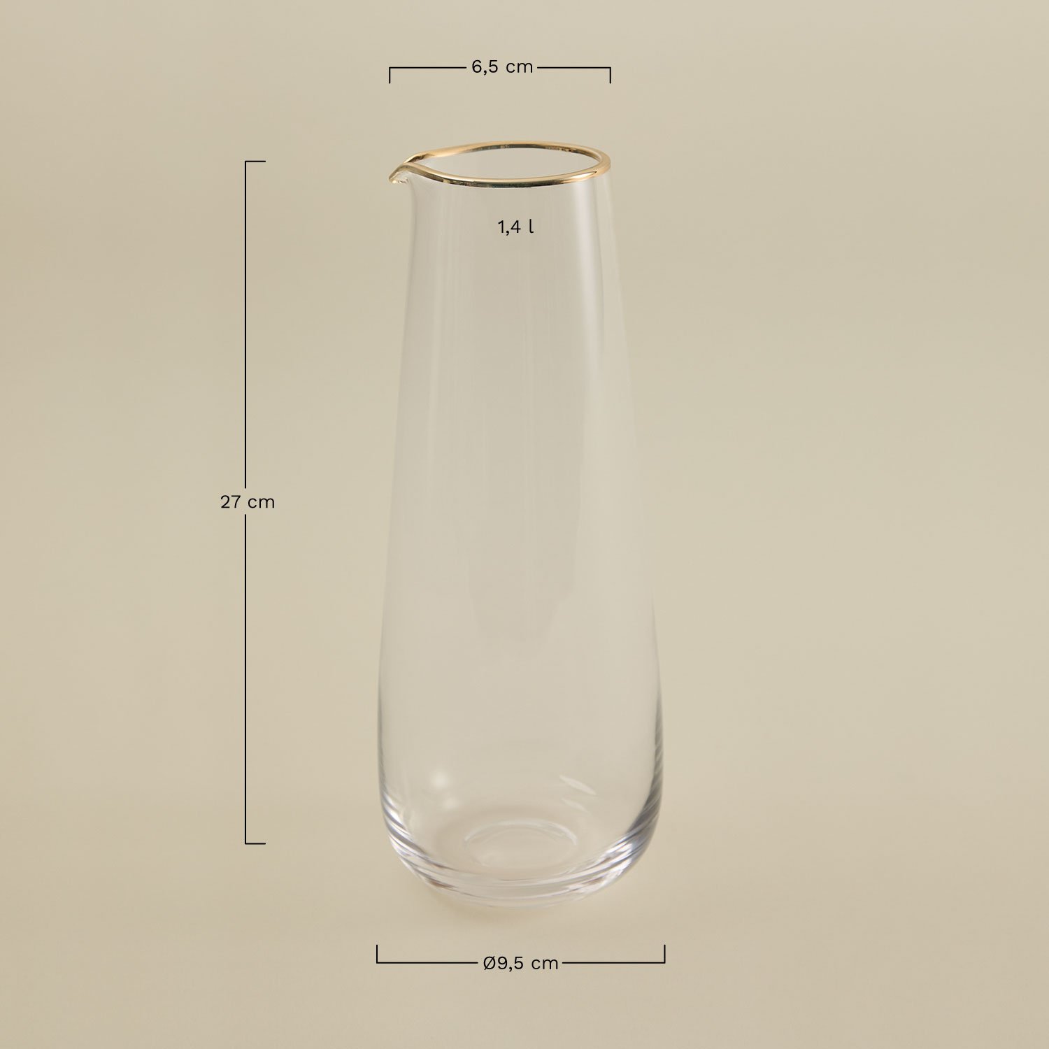 Jarra de vidrio 1,4 L Olaya, medidas