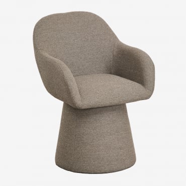 Silla De Comedor Giratoria Con Reposabrazos Tapizada Erica Bouclé Marrón Trigo - Sklum