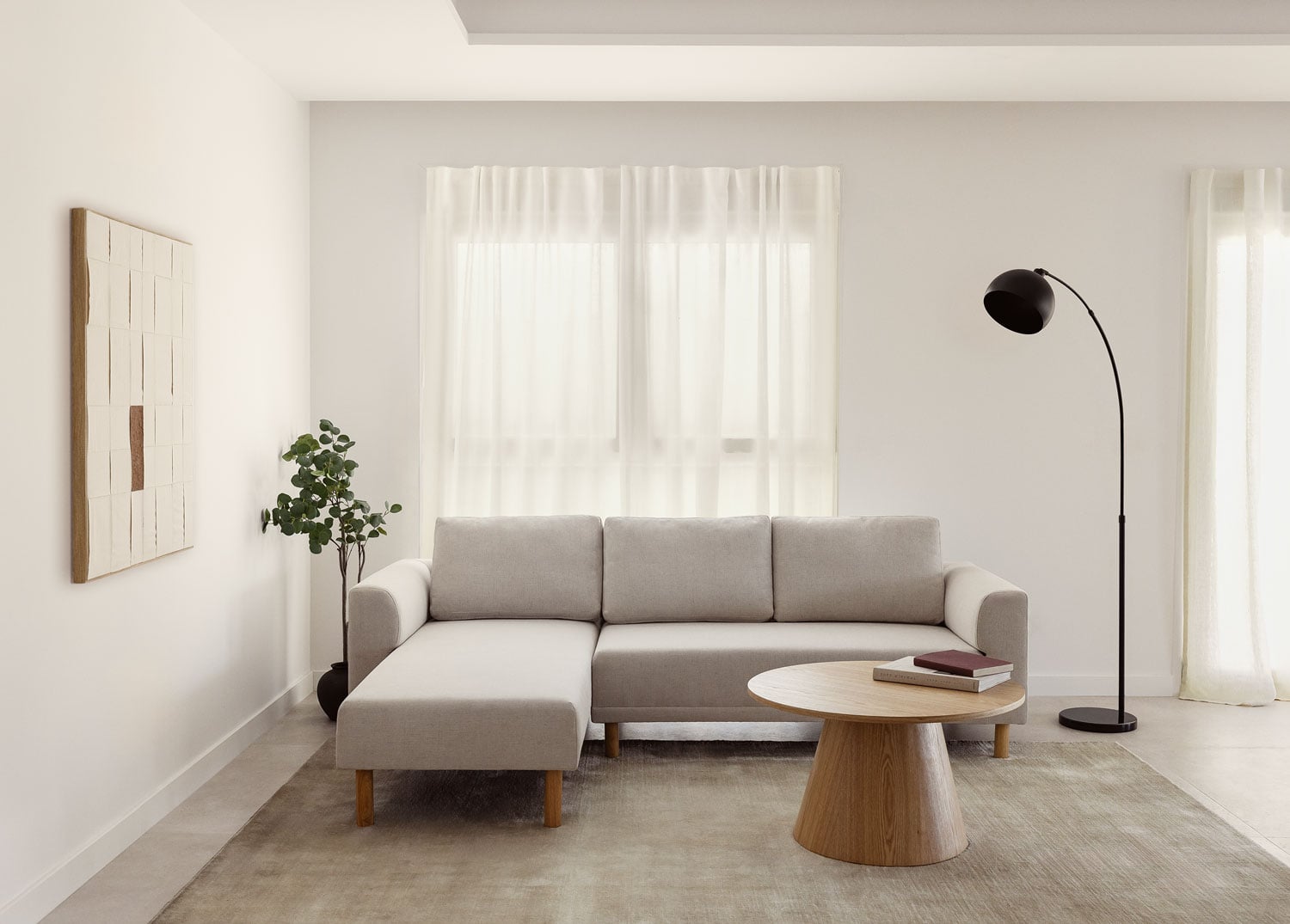 Sofá Modular Chaise Longue Beige Claro