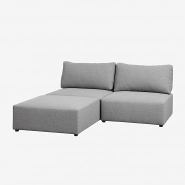 Sofá Modular De 2 Piezas Con Puff En Tela Kata Tela Gris - Sklum