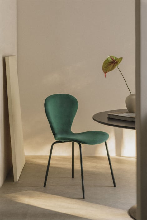 Silla de comedor apilable en terciopelo Uit - Verde Jungla