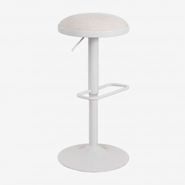 Pack De 4 Taburetes Altos Regulables En Metal Y Tela Igarasi Blanco - Beige Tapioca - Sklum