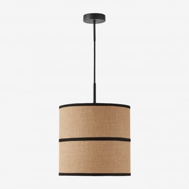 Lámpara De Techo Colgante En Yute Y Algodón Olinda Negro & Ø30 Cm - Sklum