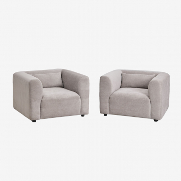 Pack De 2 Sillones Tapizados Fogler Pana Gris Topo Claro - Sklum