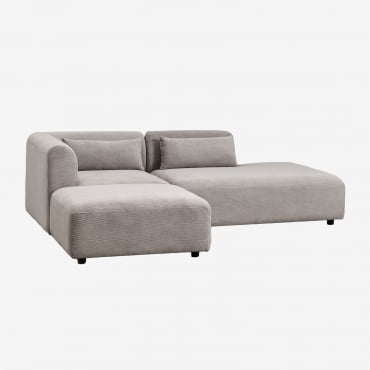 Sofá Modular Esquinero De 2 Piezas Con Diván Derecho Y Puff Fogler Pana Gris Topo Claro - Sklum