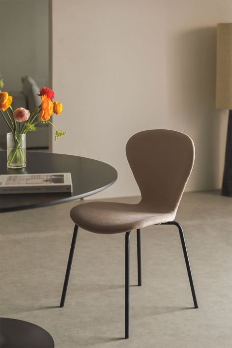Silla de comedor apilable tapizada Uit - Marrón Nude Claro