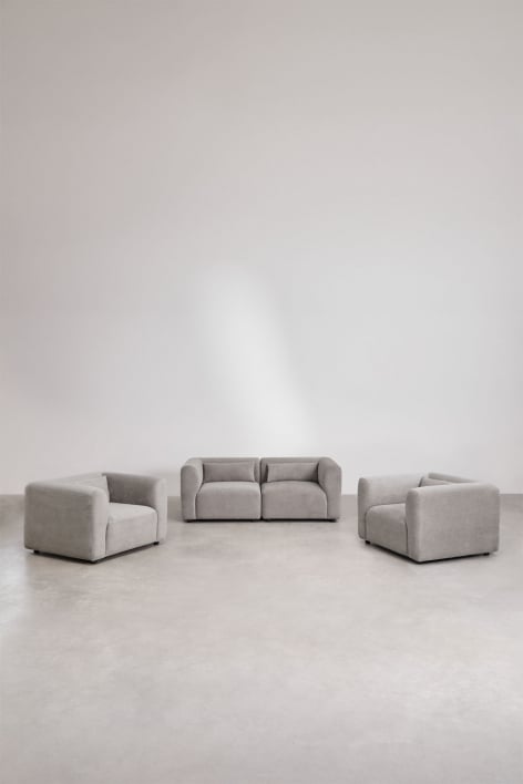 Conjunto de salón con sofá modular de 2 piezas y 2 sillones Fogler