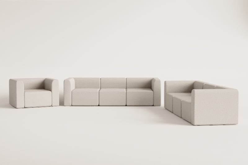 Conjunto de salón con 2 sofás modulares de 3 piezas y sillón Fogler