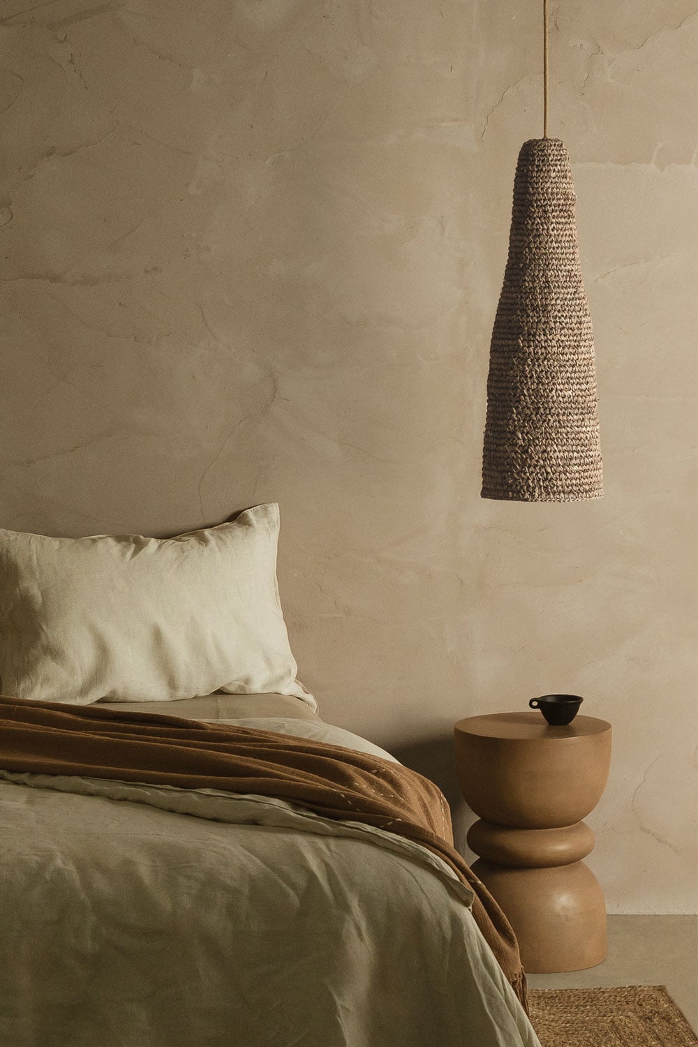 Lámpara colgante de ratán natural