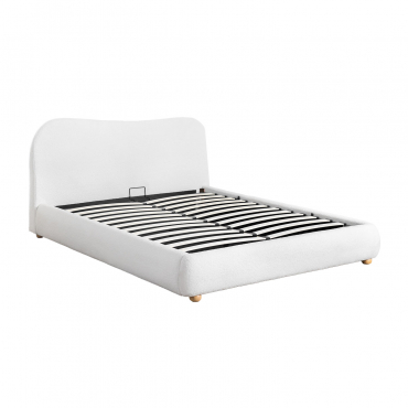 Cama Con Canapé Abatible Tapizada Winselet Borreguito Blanco Marfil & 200 X 200 Cm - Sklum