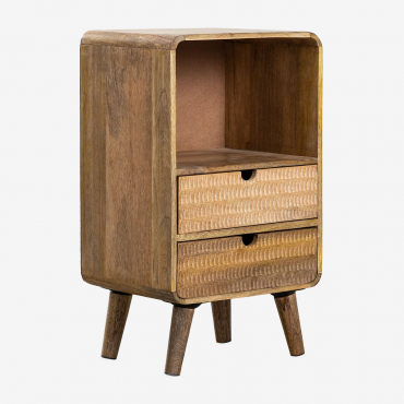 Pack De 2 Mesitas De Noche Con Almacenaje En Madera De Mango Yulara Natural Madera Mango - Sklum