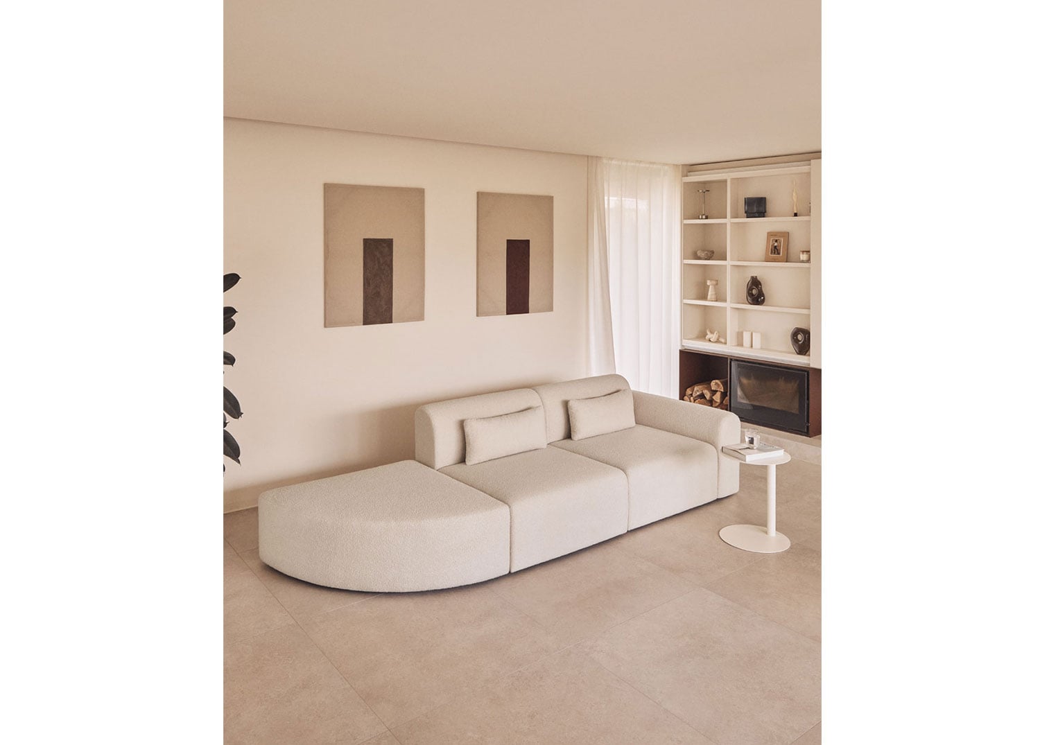 Sofá modular esquinero borreguito blanco