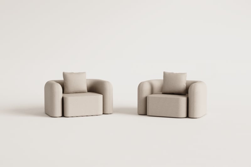 Pack de 2 sillones en chenilla Coco