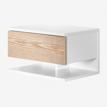 Pack De 2 Mesitas De Noche Flotantes 40x30 Cm Con Cajón Griviza Natural - Sklum