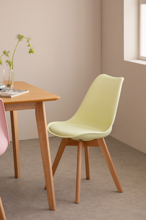 Silla de comedor en polipropileno y madera de haya Nordic - Mousse Limón