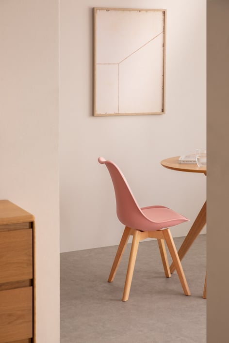 Silla de comedor en polipropileno y madera de haya Nordic - Rosa Vino
