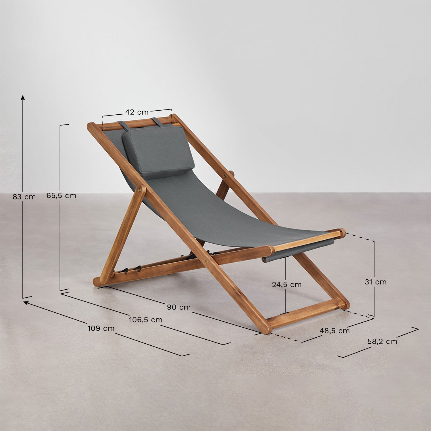 Pack de 2 hamacas plegables con cojín en madera Kardis , medidas