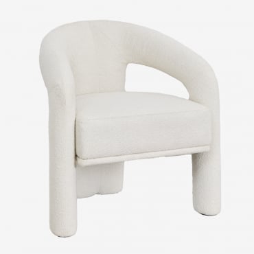 Pack De 4 Sillas De Comedor Con Reposabrazos En Tela Bouclé Greca Bouclé Blanco - Sklum