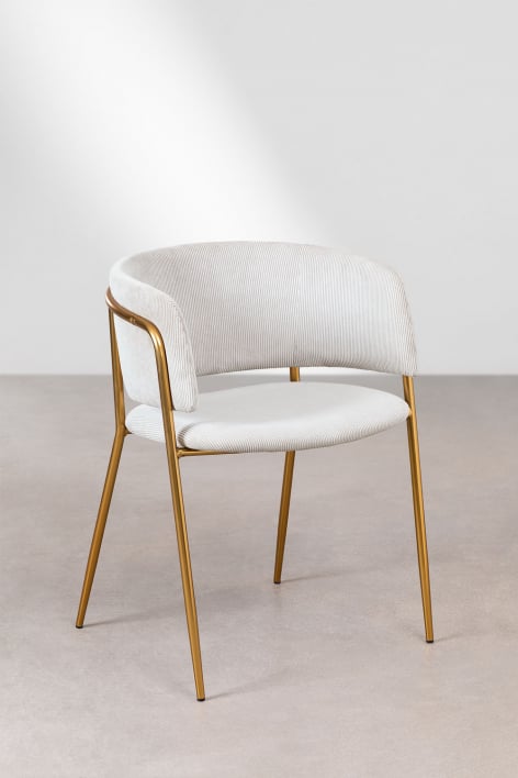 Pack de 2 sillas de comedor tapizadas Nalon - Pana Beige Crema