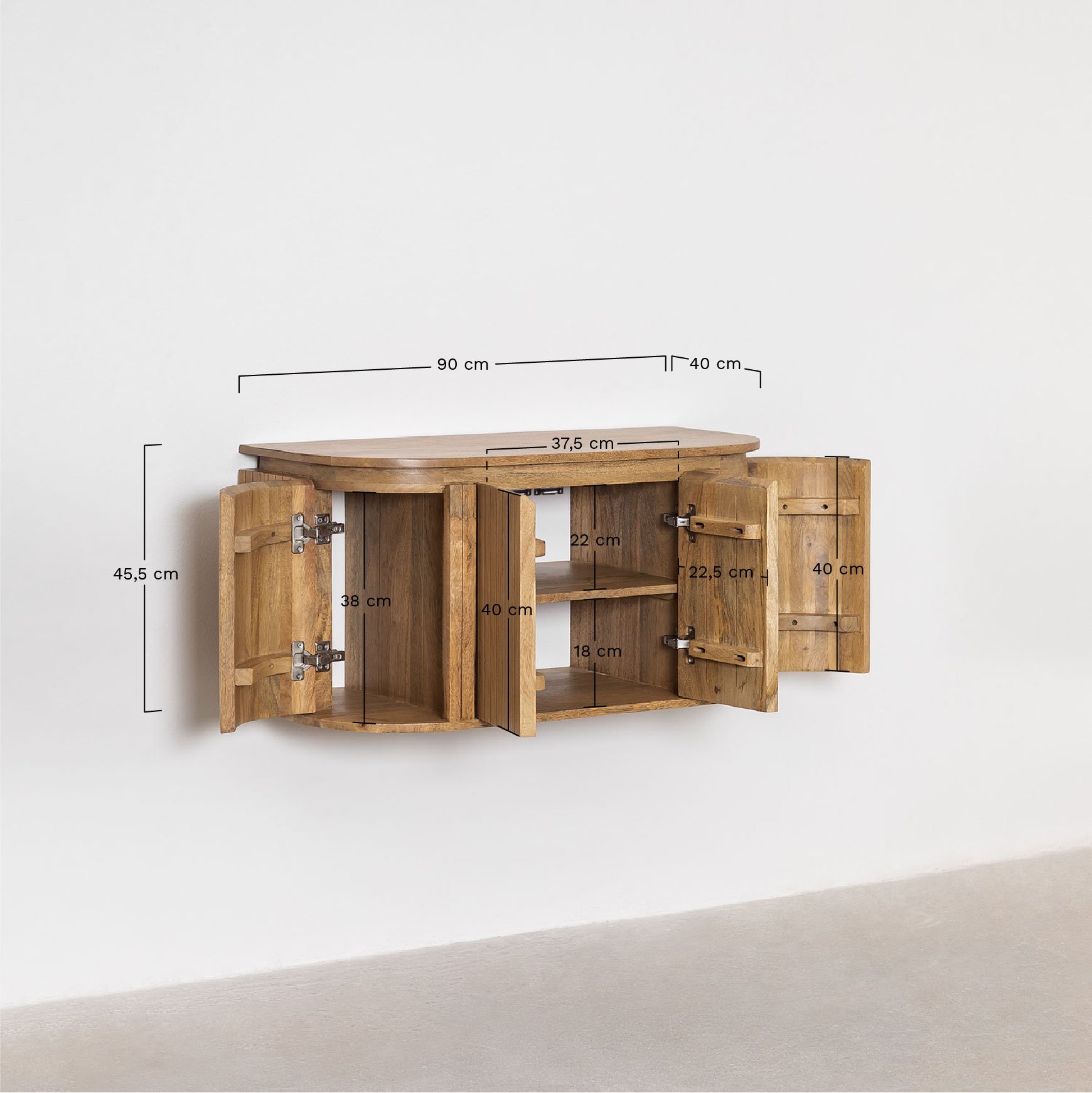 Conjunto de mueble de baño en madera de mango Analis, medidas