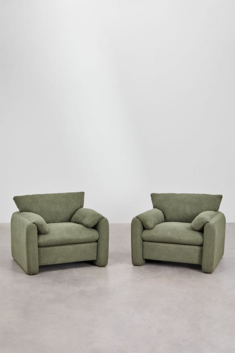 Pack de 2 Sillones tapizados Serra - Borreguito Verde Salvia