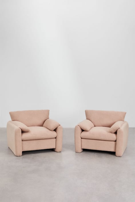 Pack de 2 Sillones tapizados Serra - Borreguito Rosa