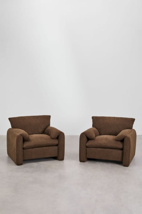 Pack de 2 Sillones tapizados Serra - Pana Marrón Café