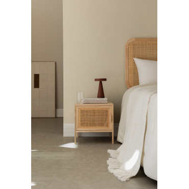 Mesita De Noche En Ratán Y Madera Reyna Marrón Madera Natural - Sklum