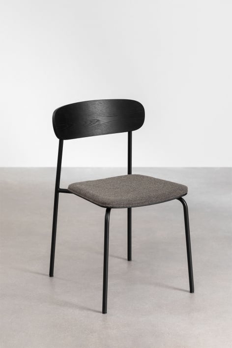 Pack de 4 sillas de comedor apilables en hierro y madera Wilpier - Negro