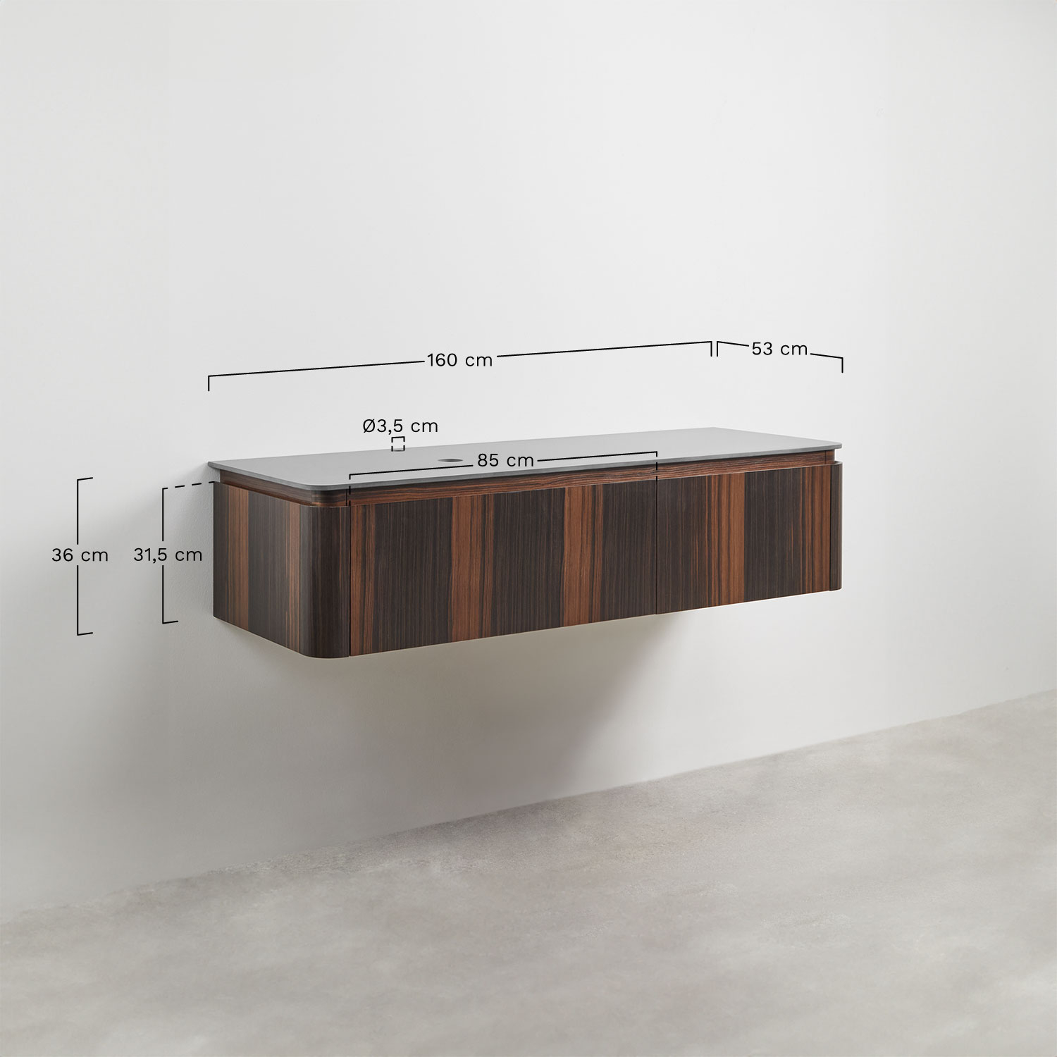 Conjunto de mueble de baño en madera Lavena, medidas