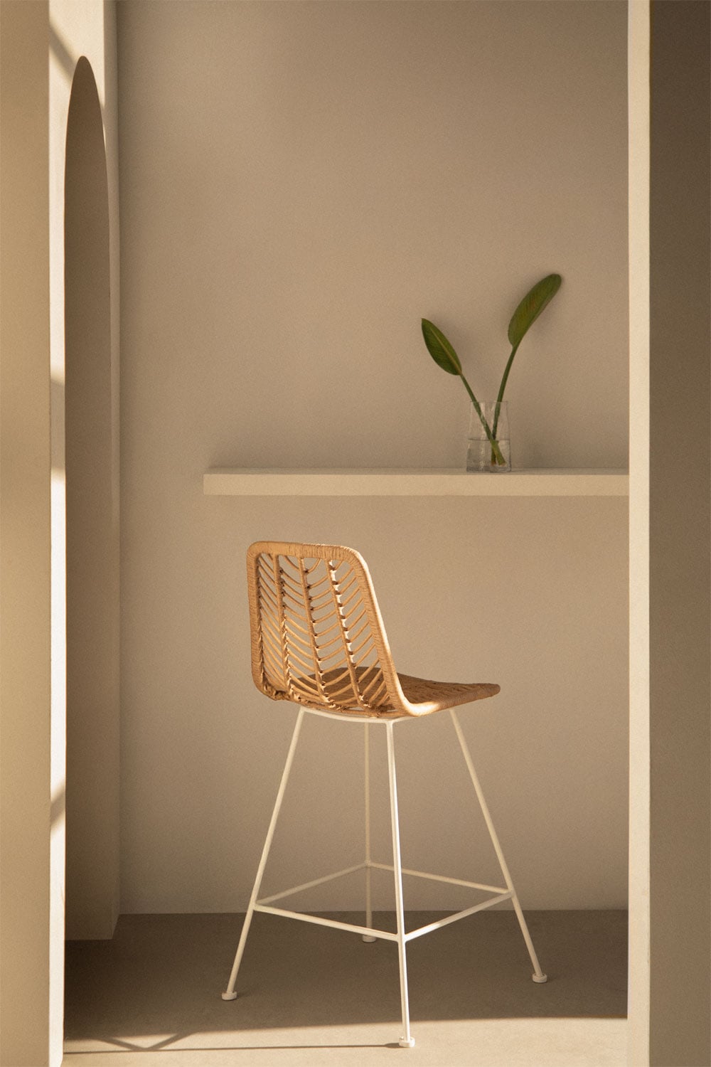 Taburete alto ratán sintético natural Gouda