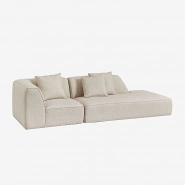 Sofá Modular Esquinero De 2 Piezas Con Diván Derecho Tapizado Cardea Bouclé Beige Crema - Sklum