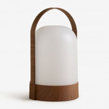 Lámpara De Mesa Led Inalámbrica Para Exterior Agnese Marrón Madera Oscura - Sklum