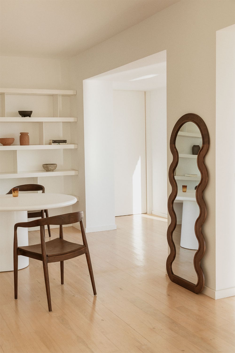 espejo de pared ondulado, espejo de diseño moderno