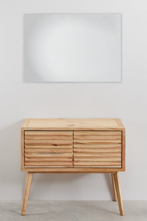 Conjunto de mueble de baño 90x45 cm en madera Deleyna - Madera Natural