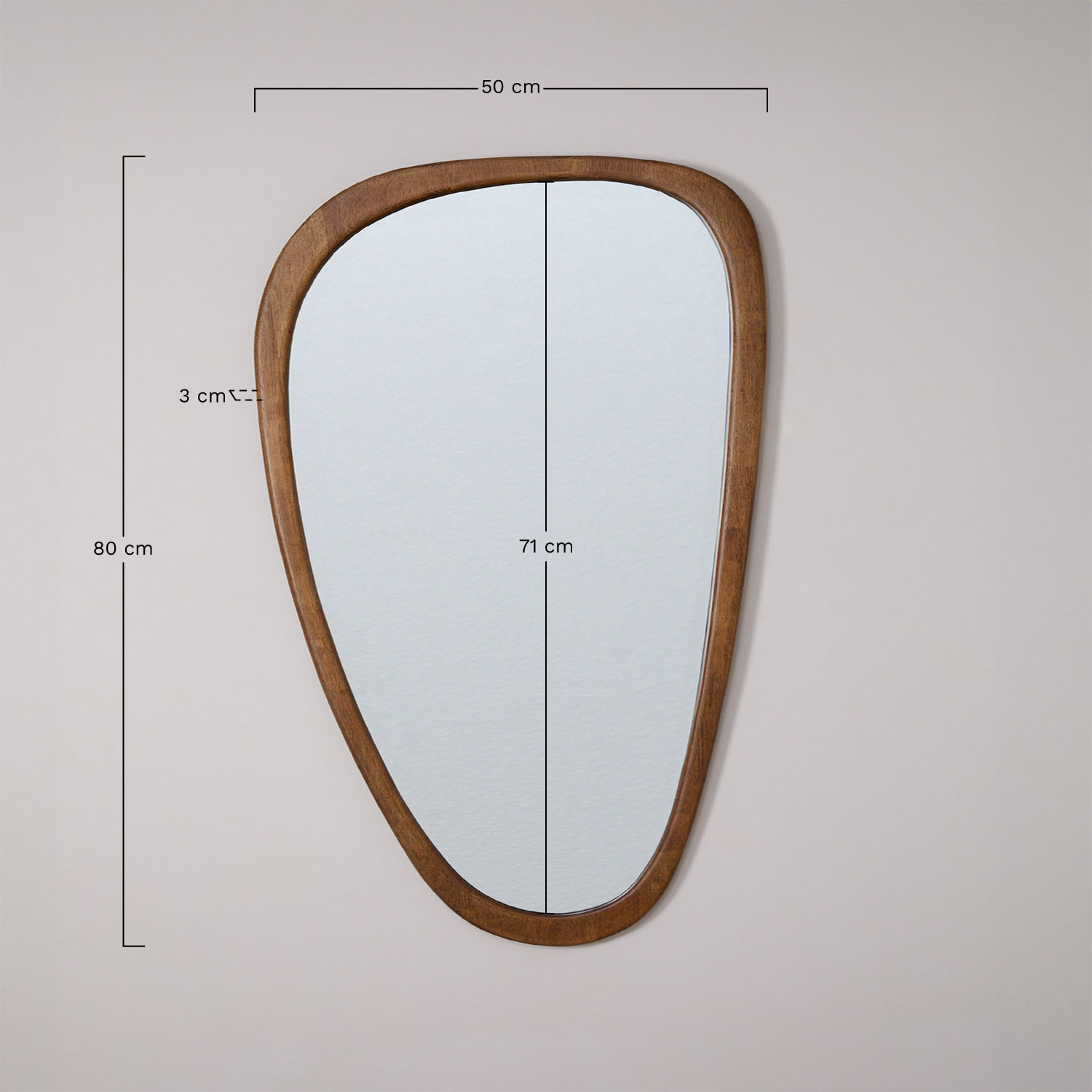 Espejo de pared en madera de roble Arbidel, medidas