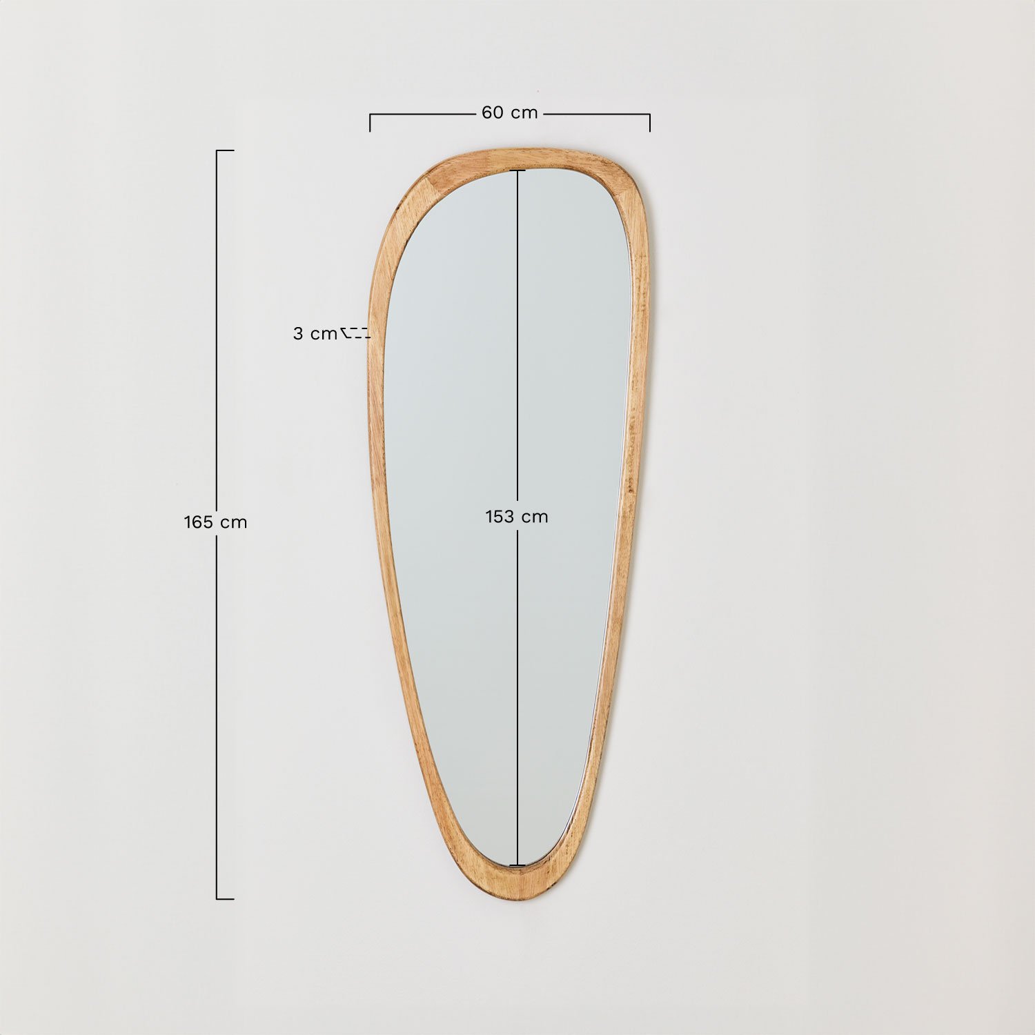 Espejo de pared en madera de roble Arbidel, medidas