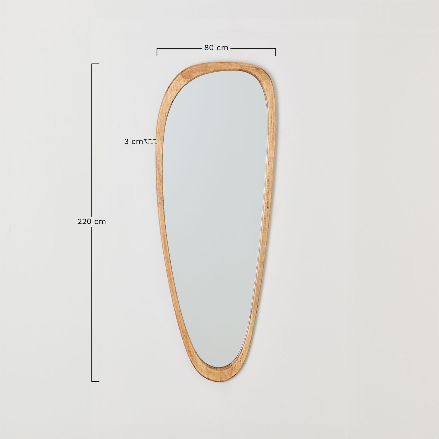 Espejo de pared en madera de roble Arbidel, medidas
