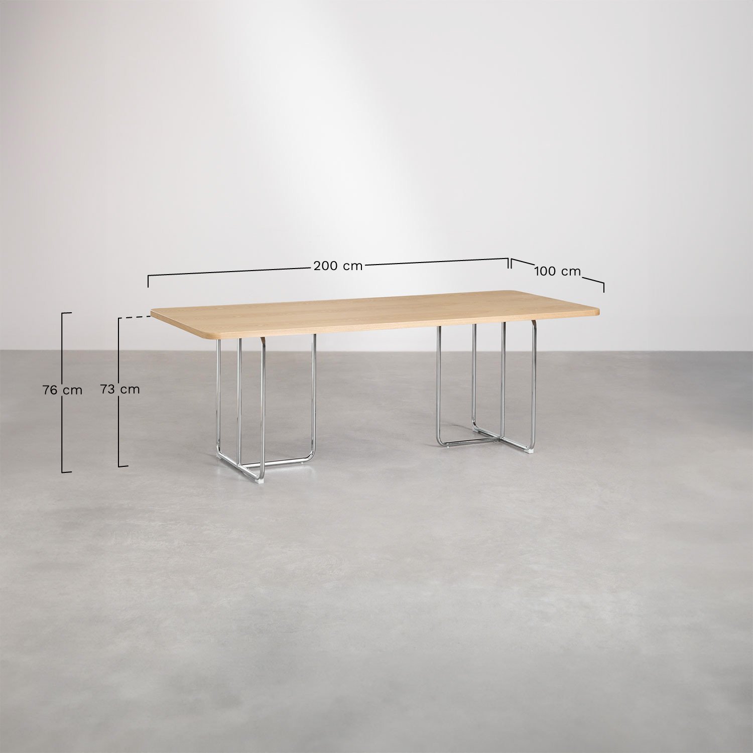 Mesa de comedor rectangular en MDF y acero inoxidable Tento, medidas