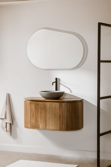 Conjunto de mueble de baño suspendido 90x40 cm en madera de mango Analis - Madera de Mango