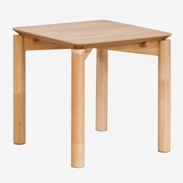 Mesa Auxiliar Cuadrada 50x50 Cm En Mdf Con Chapa De Roble Munden Marrón Roble - Sklum