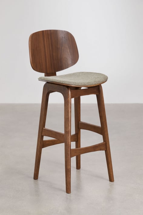 Taburete alto 75 cm en madera oscura y tela marrón moka Canada - Tela Marrón Moka