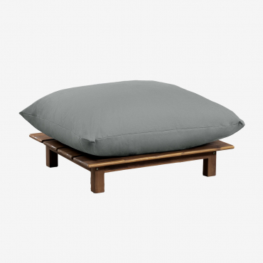 Puff En Madera De Acacia Brina Gris Antracita - Sklum