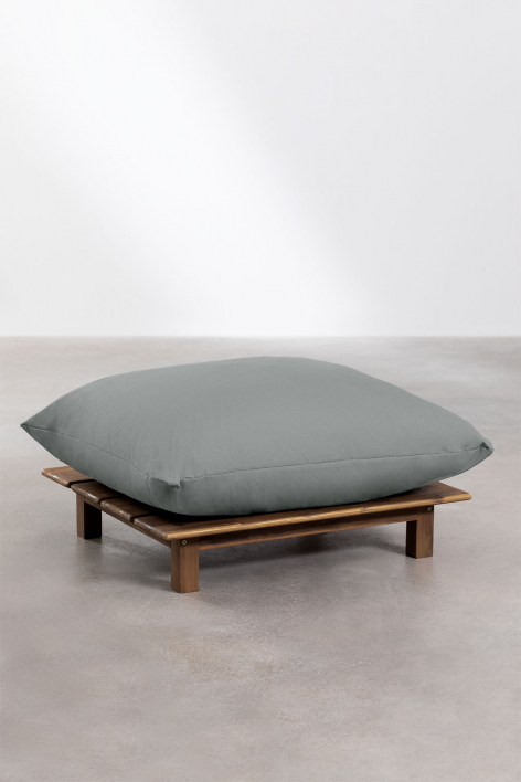 Puff en madera de acacia Brina - Gris Antracita