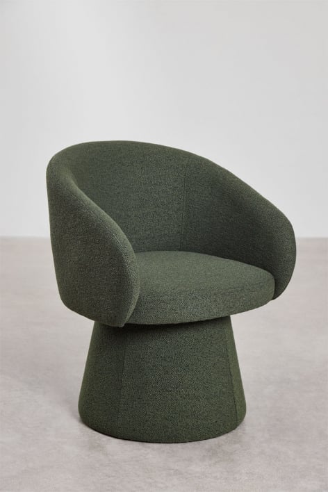 Pack de 2 sillas de comedor giratorias con reposabrazos tapizadas Flavian - Bouclé Verde Army