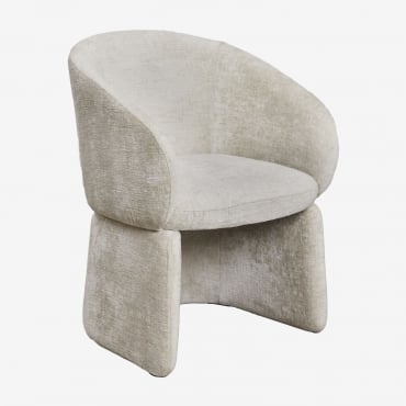 Sillón En Chenilla Vasilis Chenilla Beige Crema - Sklum