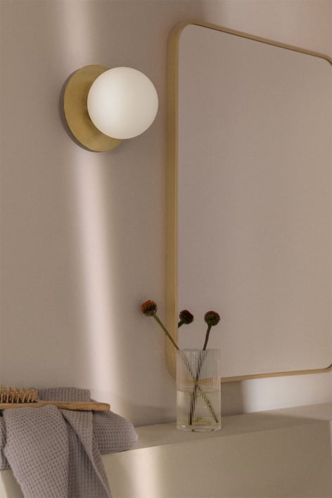 Aplique de pared para baño en hierro y cristal Anine