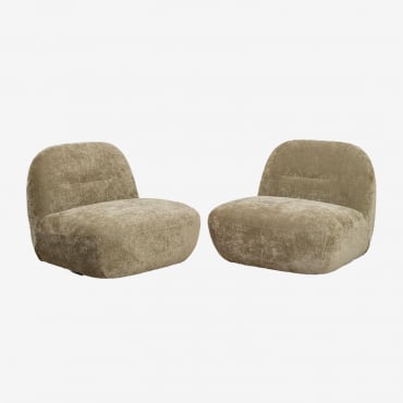 Pack De 2 Sillones Giratorios En Chenilla Sernin Chenilla Verde Salvia - Sklum